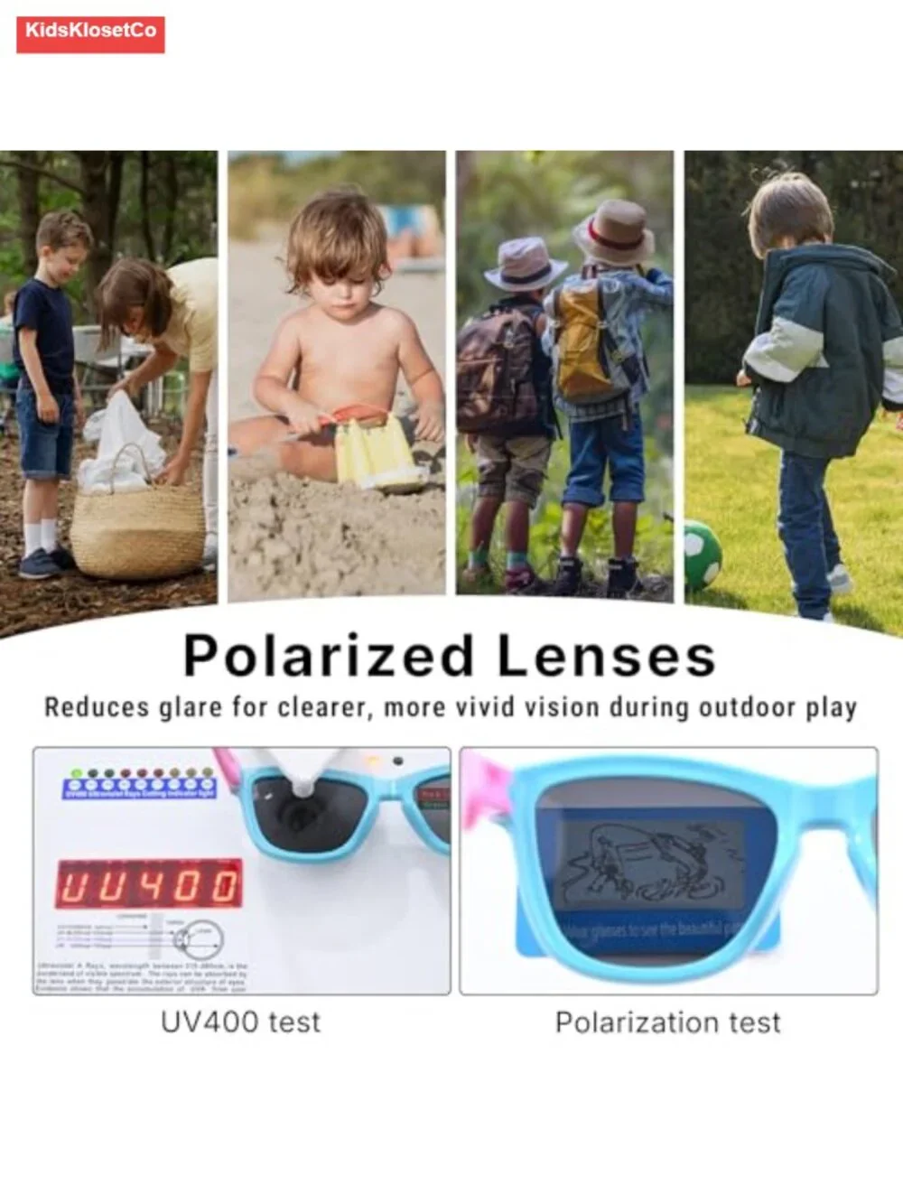 Kids Polarized Sunglasses Flexible TPEE Frame UV400 Protection for Ages 3-10